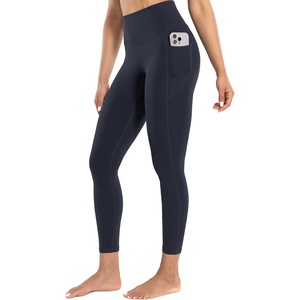 image:imageENERBLOOM Workout Leggings with Pockets for Women High Waist Yoga Pants 2528 Cream Soft Lightweight Athletic Gym TightsDark Navy