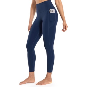 image:imageENERBLOOM Workout Leggings with Pockets for Women High Waist Yoga Pants 2528 Cream Soft Lightweight Athletic Gym TightsNavy Blue