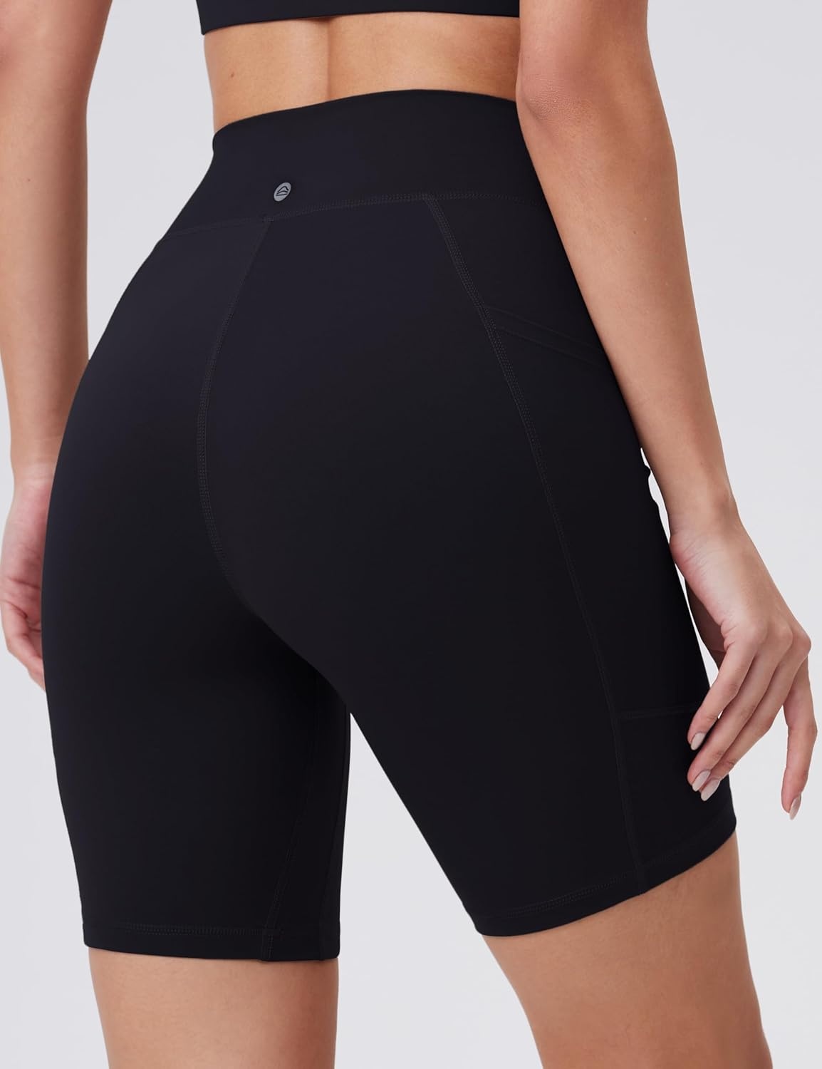 image:imageENERBLOOM Biker Shorts Women with Pockets 46810 Spandex Workout Shorts Lightweight for Summer Cycling Running Yoga Gym2pcs Black