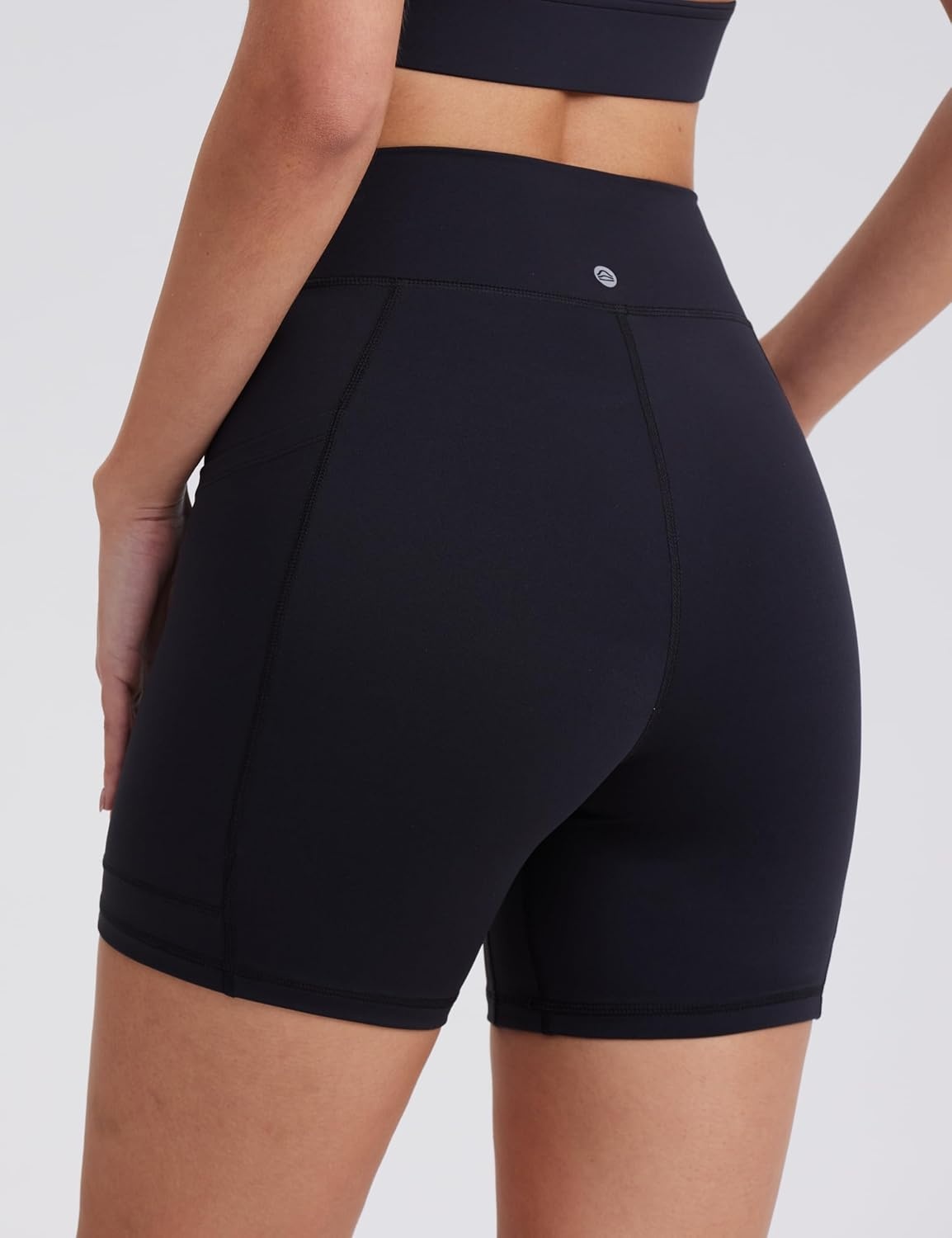 image:imageENERBLOOM Biker Shorts Women with Pockets 46810 Spandex Workout Shorts Lightweight for Summer Cycling Running Yoga GymBlack