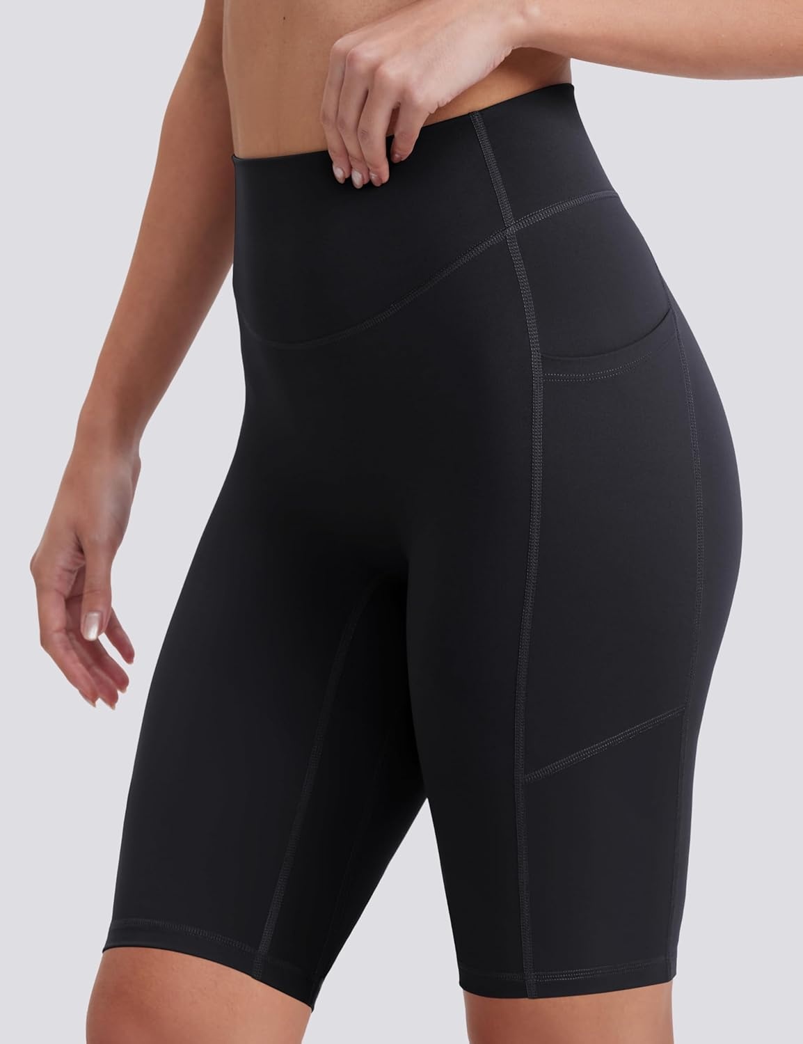 image:imageENERBLOOM Biker Shorts Women with Pockets 46810 Spandex Workout Shorts Lightweight for Summer Cycling Running Yoga GymBlack