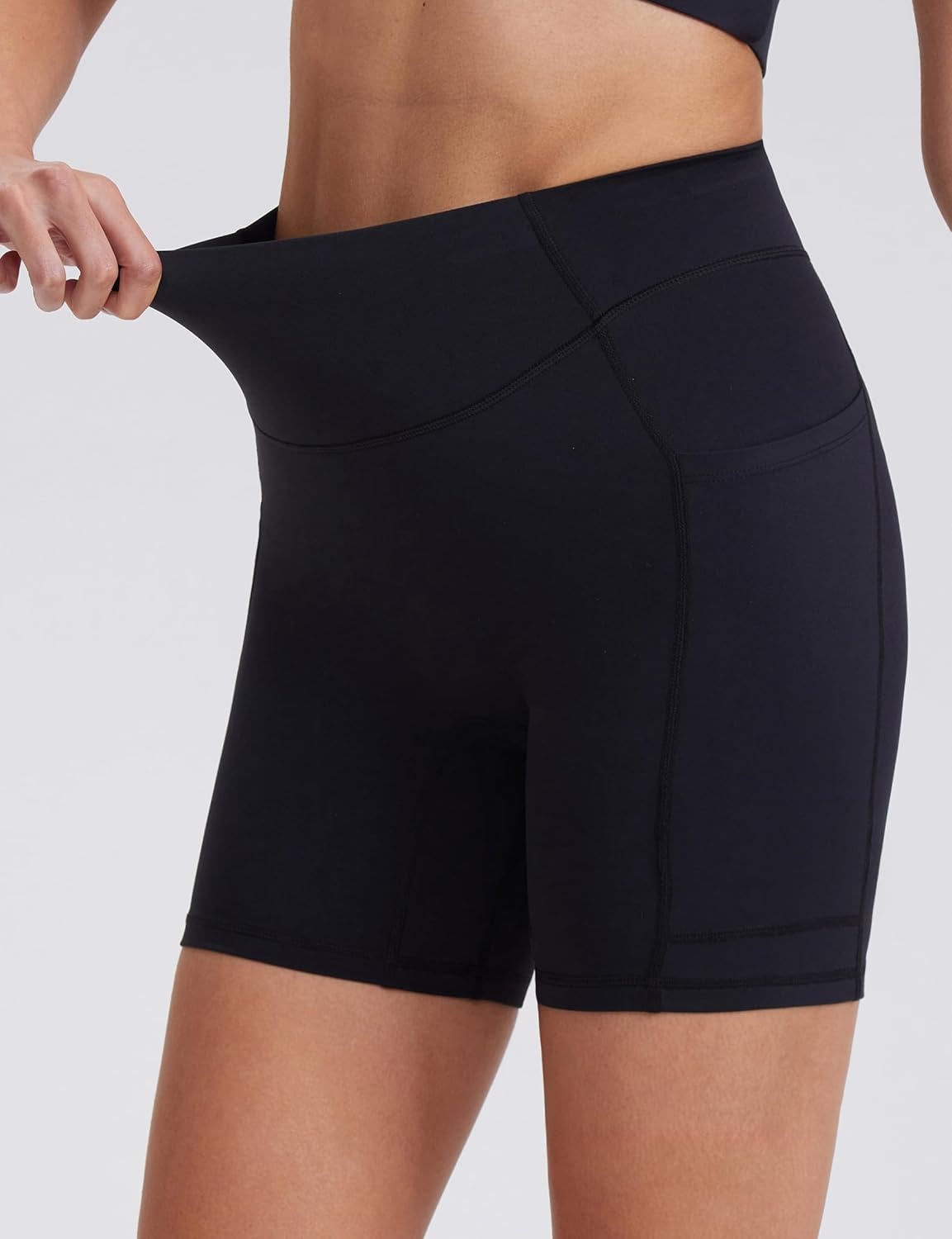 image:imageENERBLOOM Biker Shorts Women with Pockets 46810 Spandex Workout Shorts Lightweight for Summer Cycling Running Yoga GymBlackebony