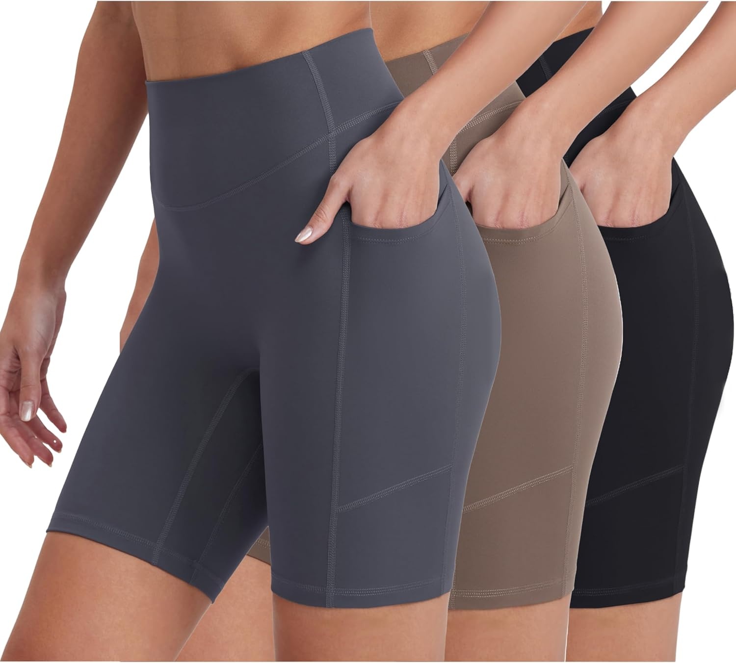image:imageENERBLOOM Biker Shorts Women with Pockets 46810 Spandex Workout Shorts Lightweight for Summer Cycling Running Yoga GymBlackebonymustang