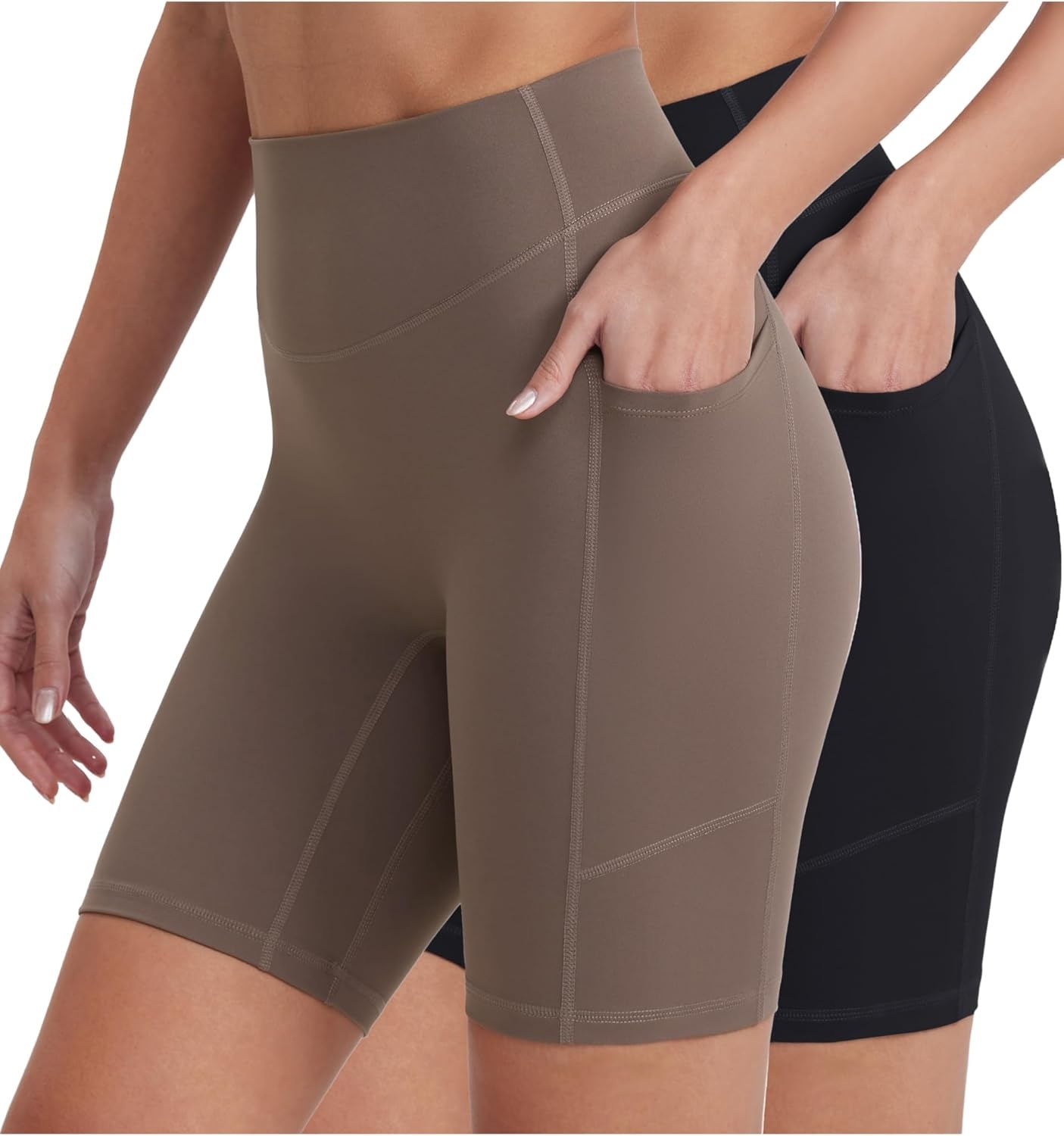 image:imageENERBLOOM Biker Shorts Women with Pockets 46810 Spandex Workout Shorts Lightweight for Summer Cycling Running Yoga GymBlackmustang