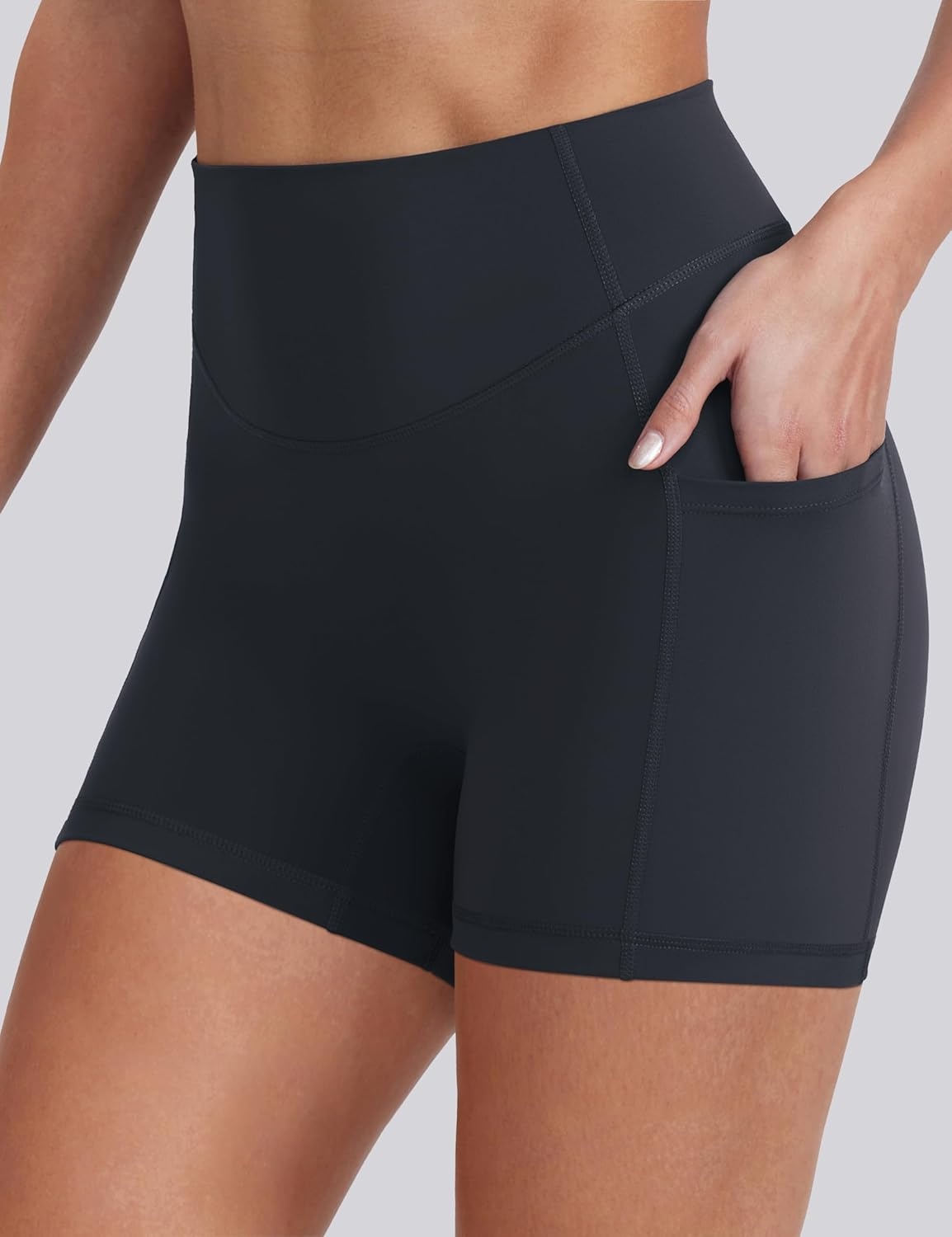 image:imageENERBLOOM Biker Shorts Women with Pockets 46810 Spandex Workout Shorts Lightweight for Summer Cycling Running Yoga GymDark Navy