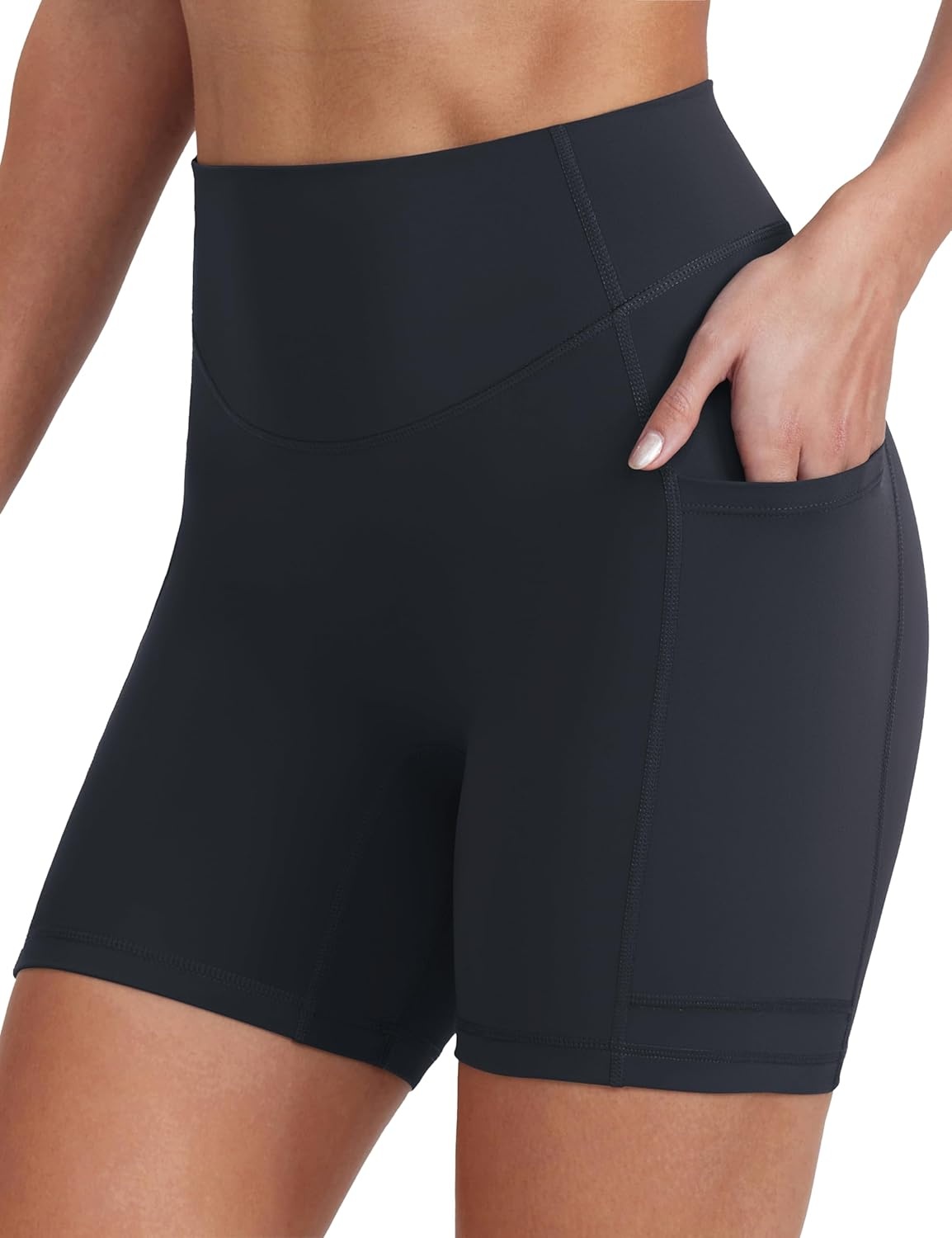 image:imageENERBLOOM Biker Shorts Women with Pockets 46810 Spandex Workout Shorts Lightweight for Summer Cycling Running Yoga GymDark Navy