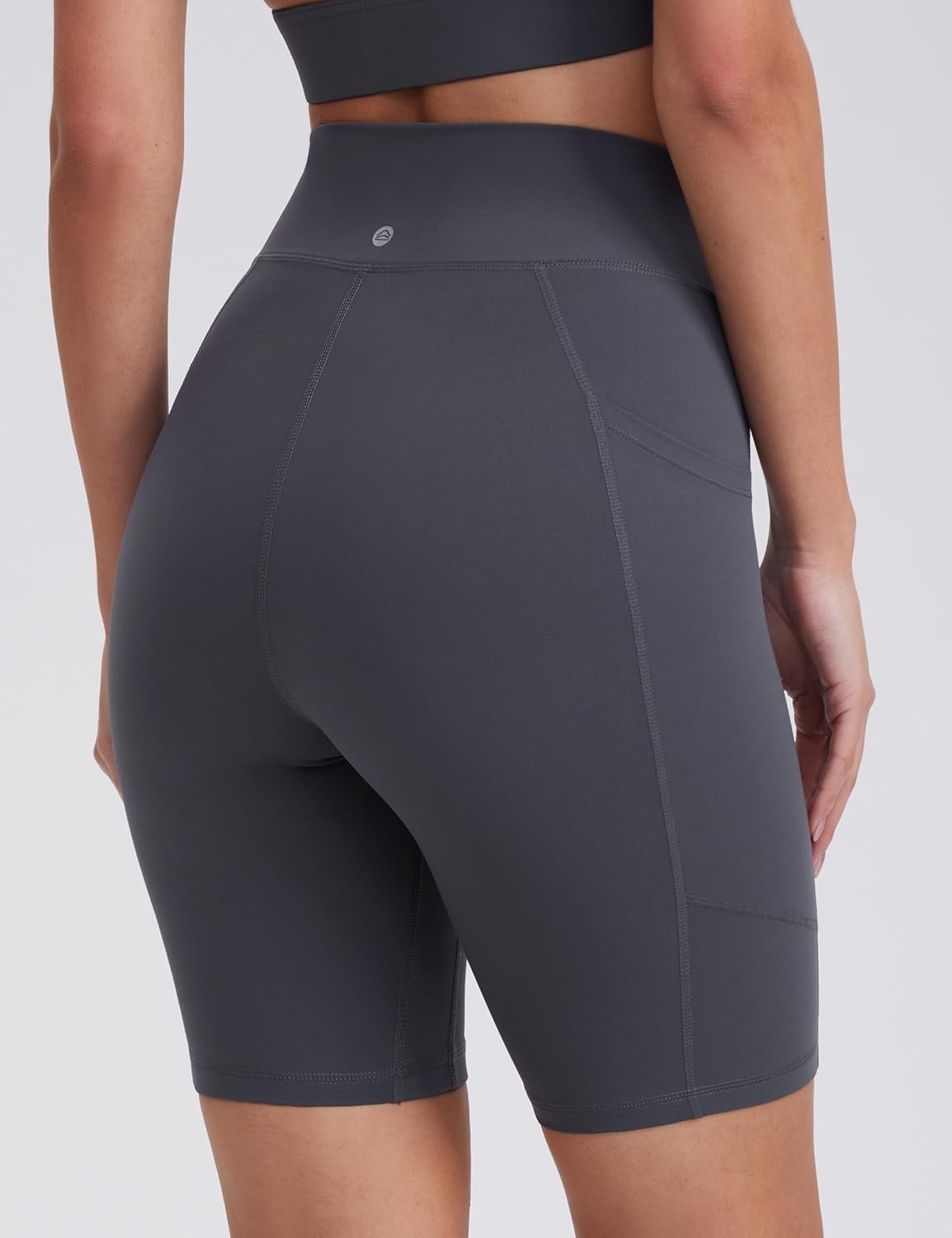 image:imageENERBLOOM Biker Shorts Women with Pockets 46810 Spandex Workout Shorts Lightweight for Summer Cycling Running Yoga GymEbony
