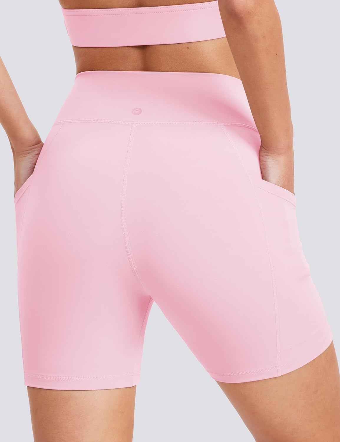 image:imageENERBLOOM Biker Shorts Women with Pockets 46810 Spandex Workout Shorts Lightweight for Summer Cycling Running Yoga GymLight Pink