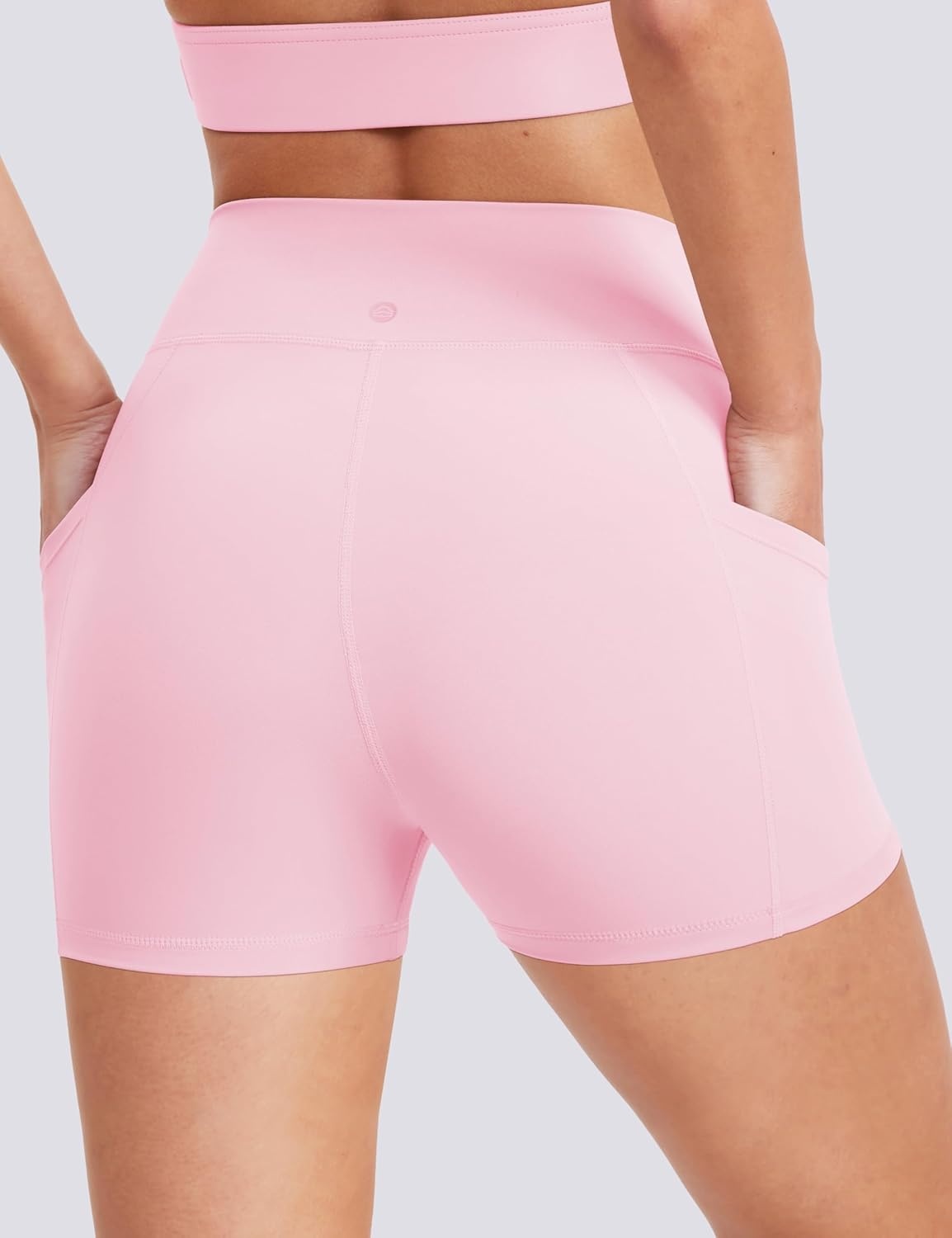 image:imageENERBLOOM Biker Shorts Women with Pockets 46810 Spandex Workout Shorts Lightweight for Summer Cycling Running Yoga GymLight Pink