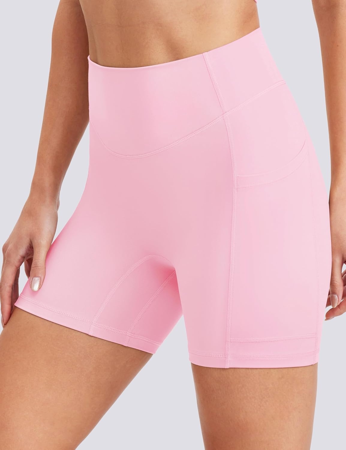 image:imageENERBLOOM Biker Shorts Women with Pockets 46810 Spandex Workout Shorts Lightweight for Summer Cycling Running Yoga GymLight Pink