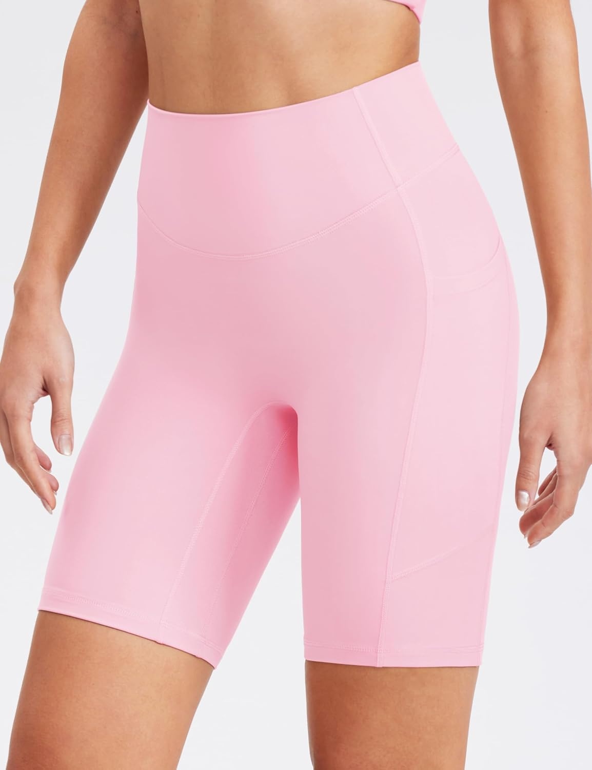 image:imageENERBLOOM Biker Shorts Women with Pockets 46810 Spandex Workout Shorts Lightweight for Summer Cycling Running Yoga GymLight Pink