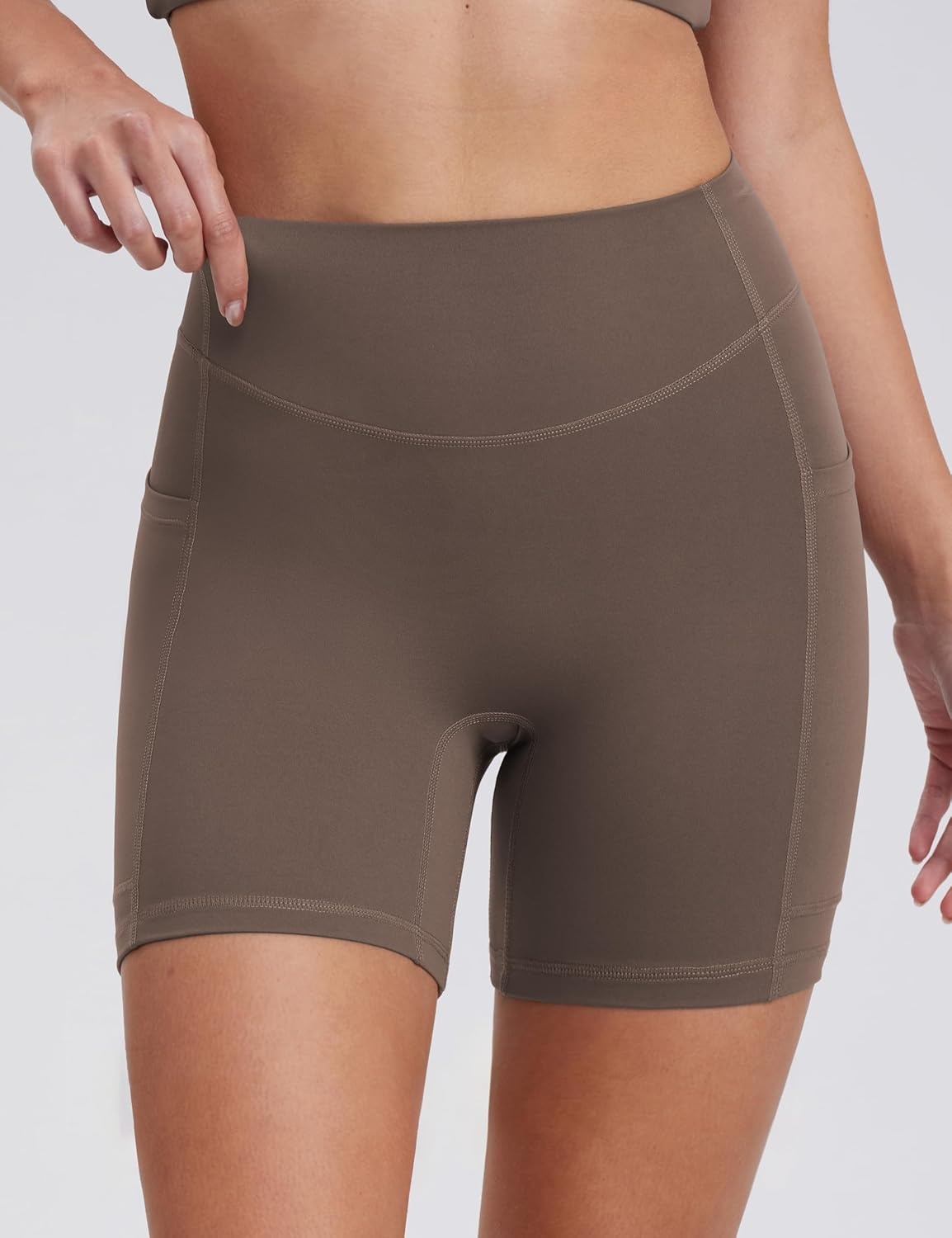 image:imageENERBLOOM Biker Shorts Women with Pockets 46810 Spandex Workout Shorts Lightweight for Summer Cycling Running Yoga GymMustang