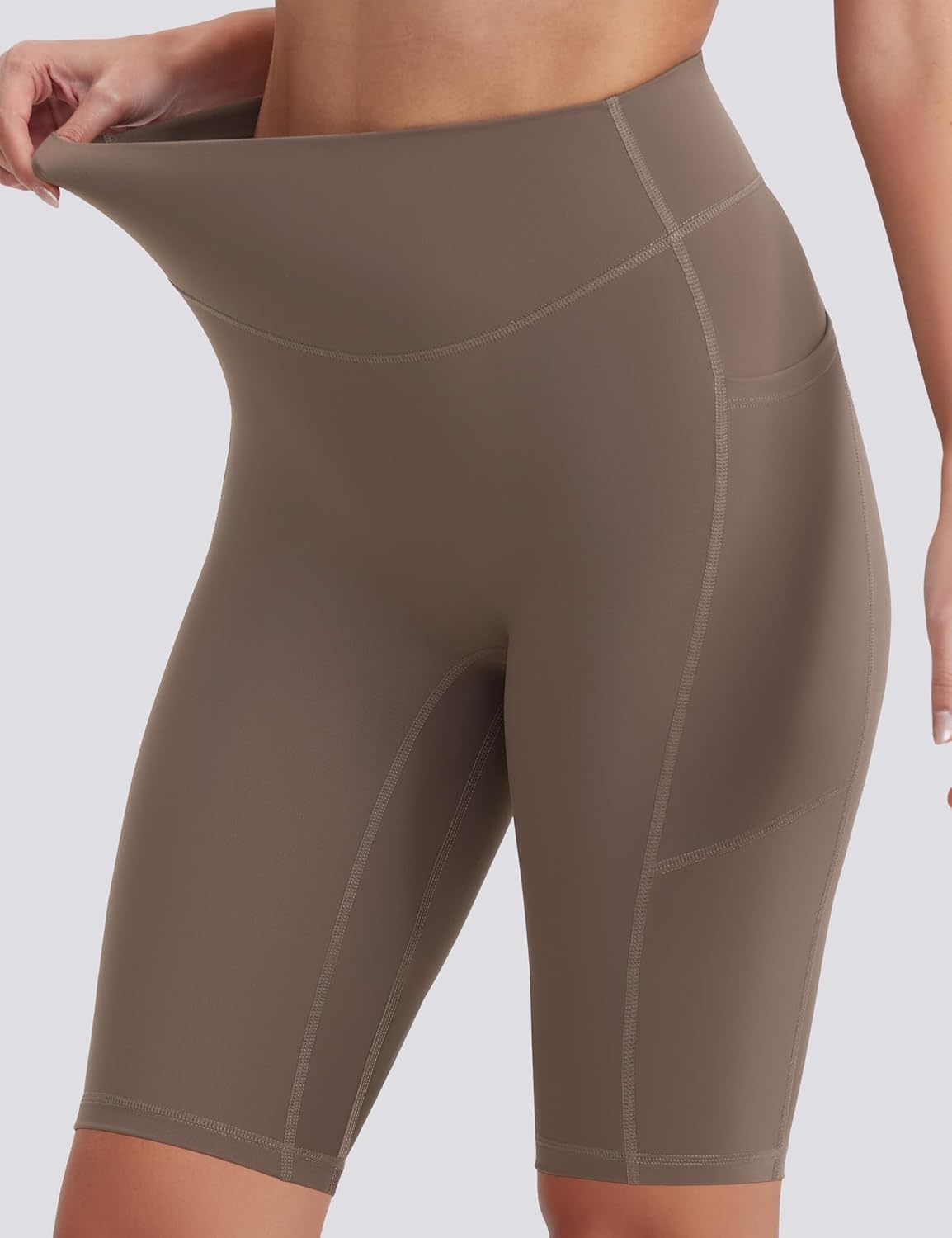 image:imageENERBLOOM Biker Shorts Women with Pockets 46810 Spandex Workout Shorts Lightweight for Summer Cycling Running Yoga GymMustang