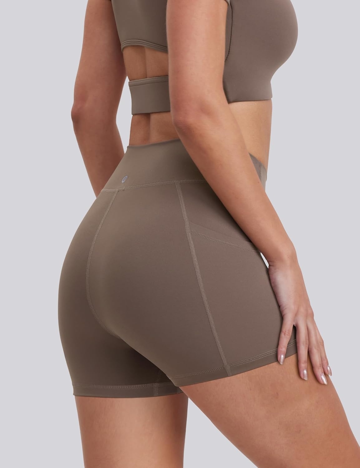 image:imageENERBLOOM Biker Shorts Women with Pockets 46810 Spandex Workout Shorts Lightweight for Summer Cycling Running Yoga GymMustang
