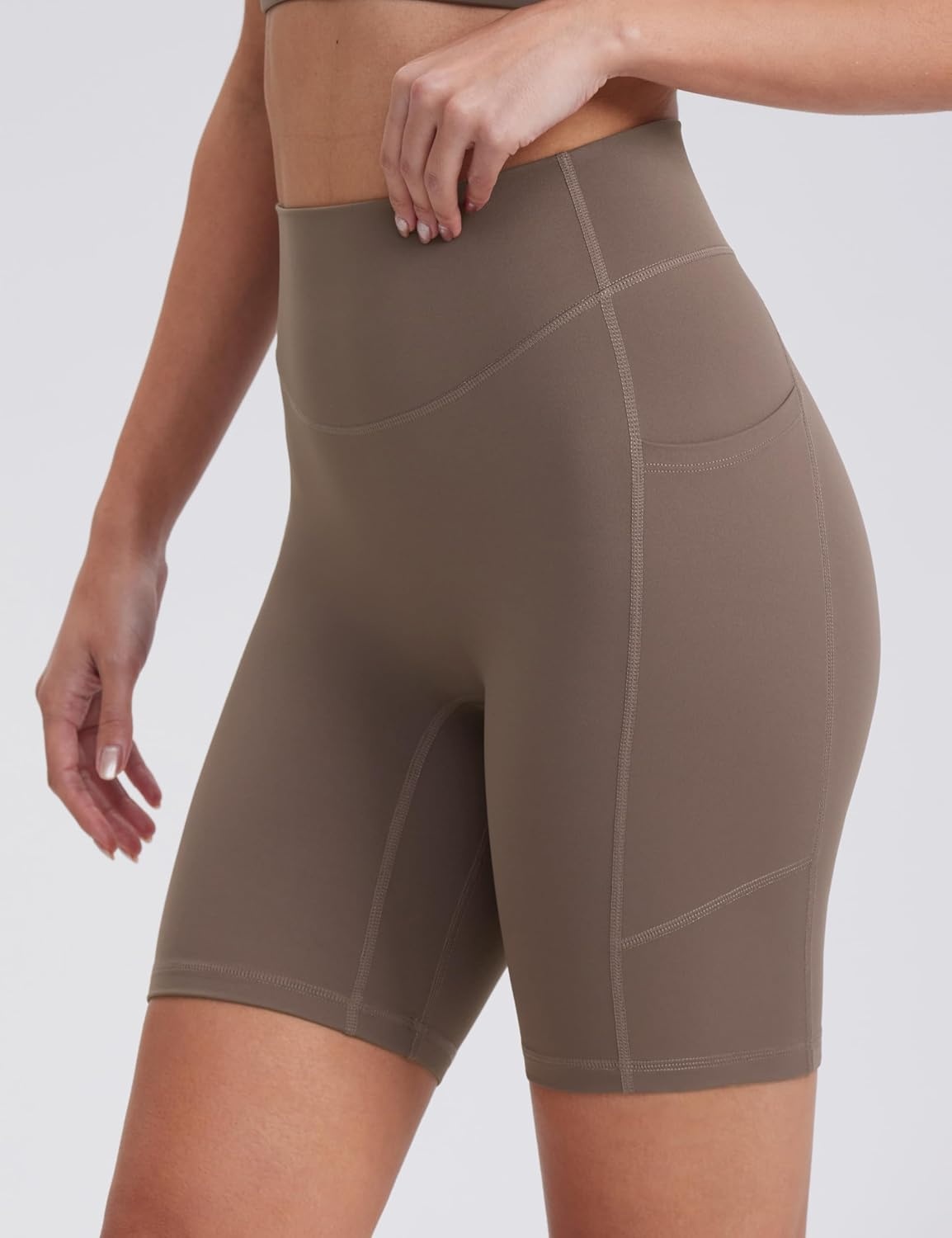 image:imageENERBLOOM Biker Shorts Women with Pockets 46810 Spandex Workout Shorts Lightweight for Summer Cycling Running Yoga GymMustang
