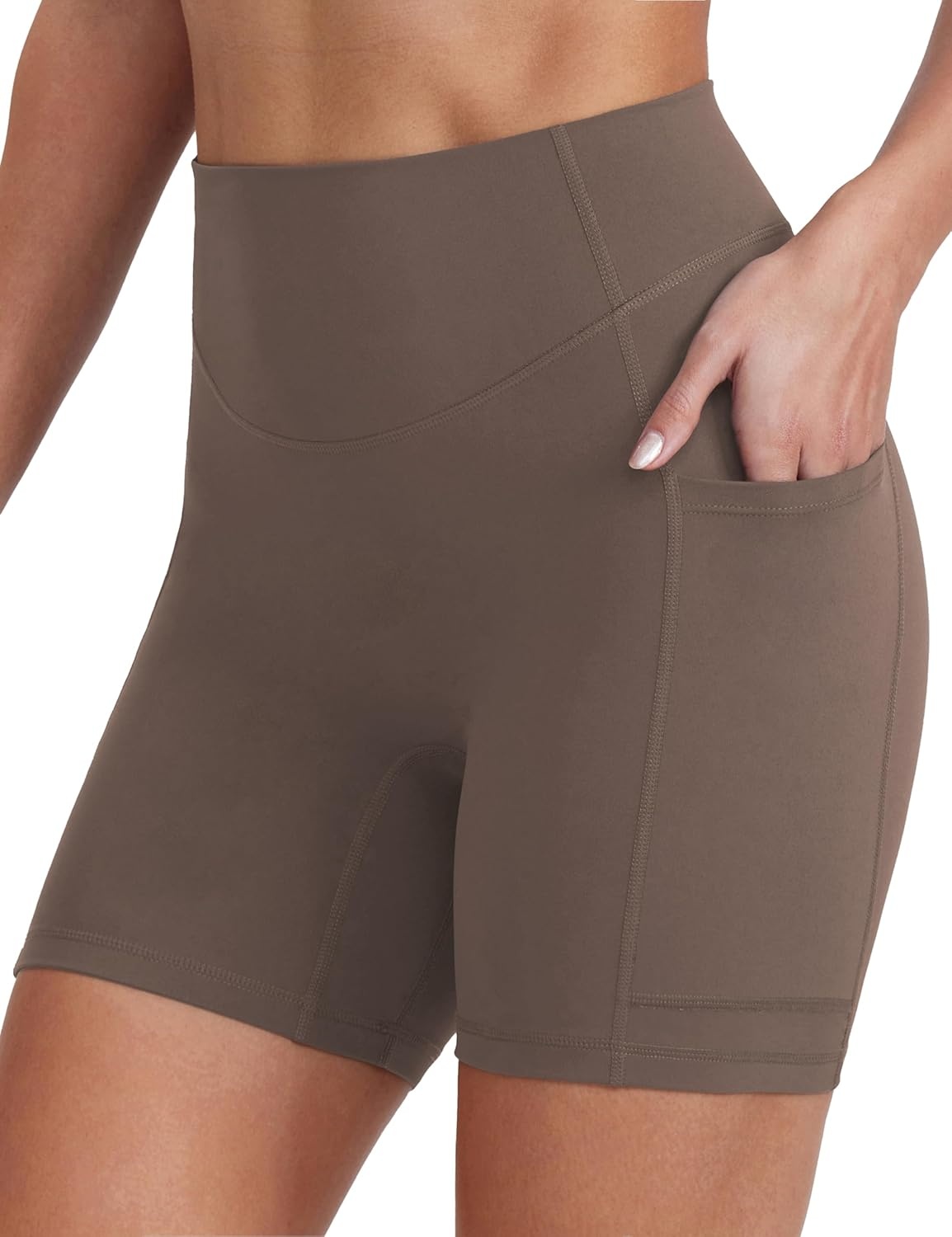 image:imageENERBLOOM Biker Shorts Women with Pockets 46810 Spandex Workout Shorts Lightweight for Summer Cycling Running Yoga GymMustang