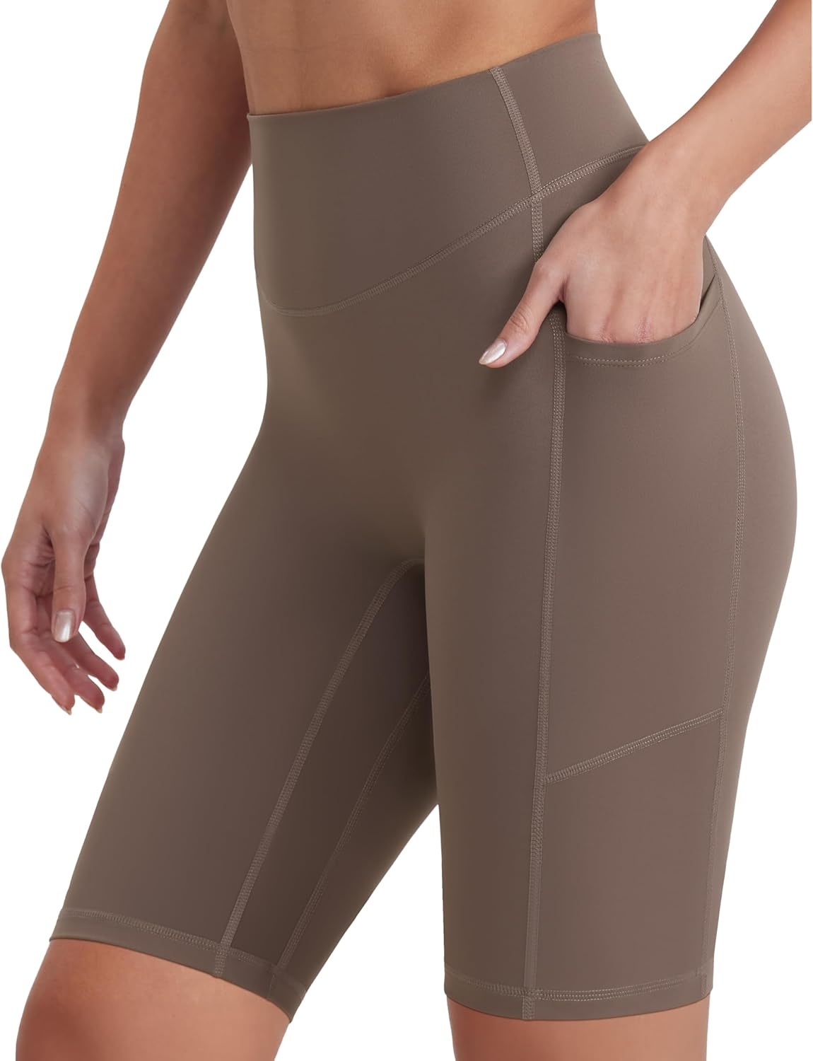 image:imageENERBLOOM Biker Shorts Women with Pockets 46810 Spandex Workout Shorts Lightweight for Summer Cycling Running Yoga GymMustang