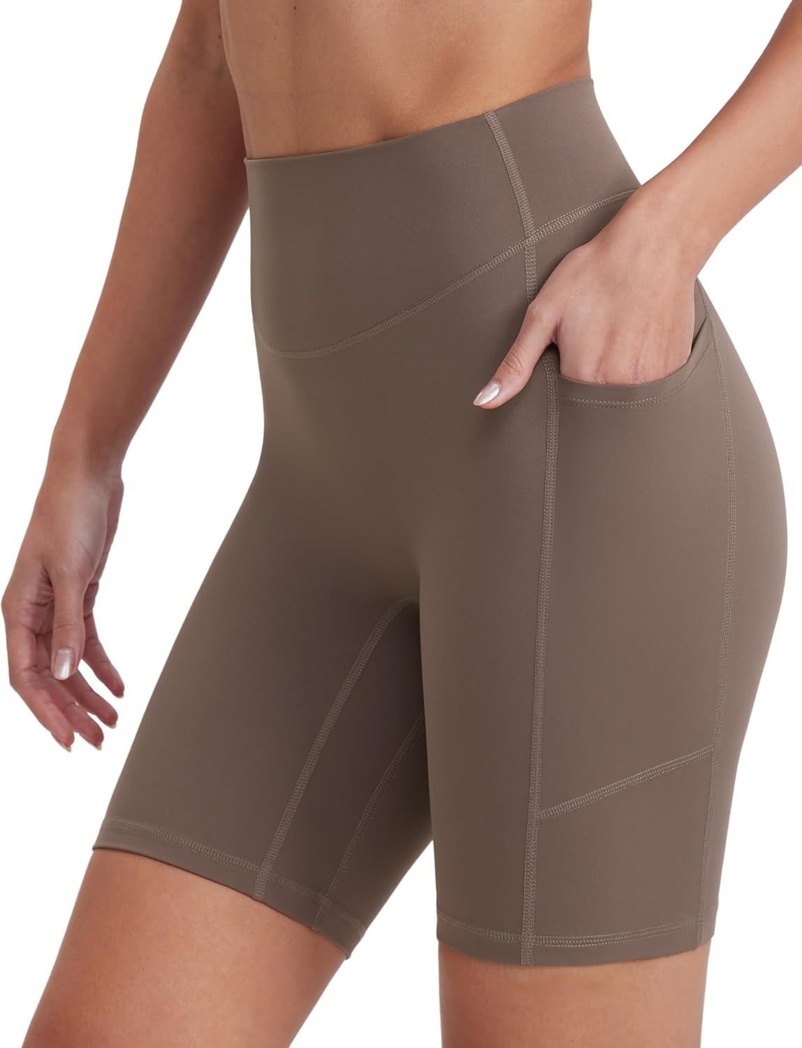image:imageENERBLOOM Biker Shorts Women with Pockets 46810 Spandex Workout Shorts Lightweight for Summer Cycling Running Yoga GymMustang