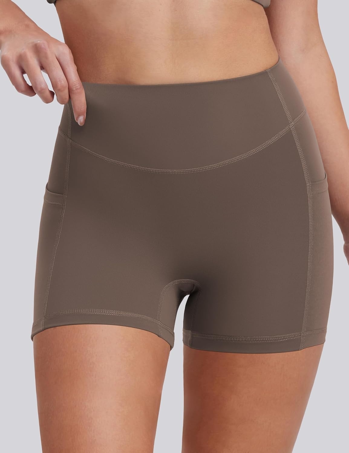 image:imageENERBLOOM Biker Shorts Women with Pockets 46810 Spandex Workout Shorts Lightweight for Summer Cycling Running Yoga GymMustang