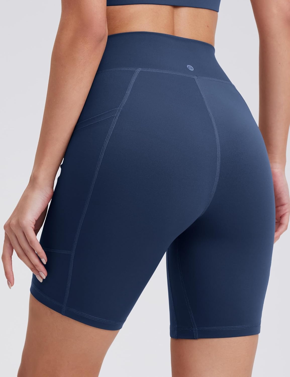 image:imageENERBLOOM Biker Shorts Women with Pockets 46810 Spandex Workout Shorts Lightweight for Summer Cycling Running Yoga GymNavy Blue