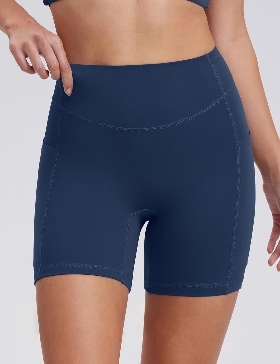 image:imageENERBLOOM Biker Shorts Women with Pockets 46810 Spandex Workout Shorts Lightweight for Summer Cycling Running Yoga GymNavy Blue