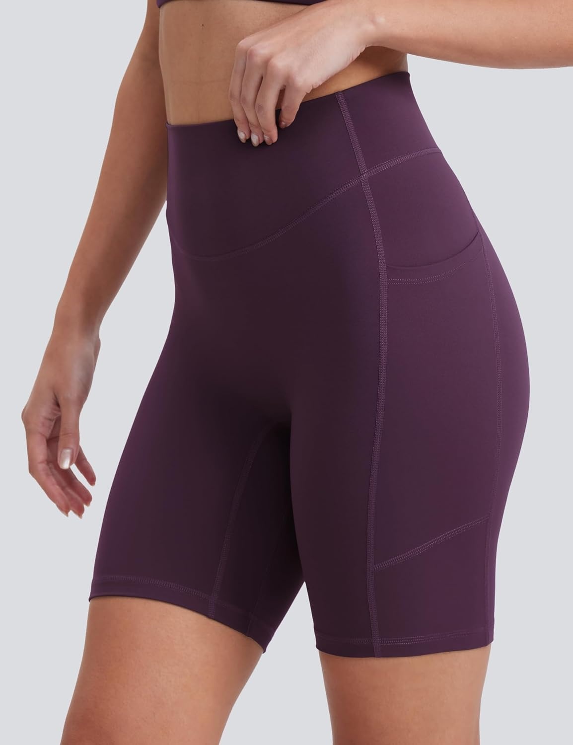 image:imageENERBLOOM Biker Shorts Women with Pockets 46810 Spandex Workout Shorts Lightweight for Summer Cycling Running Yoga GymRich Purple