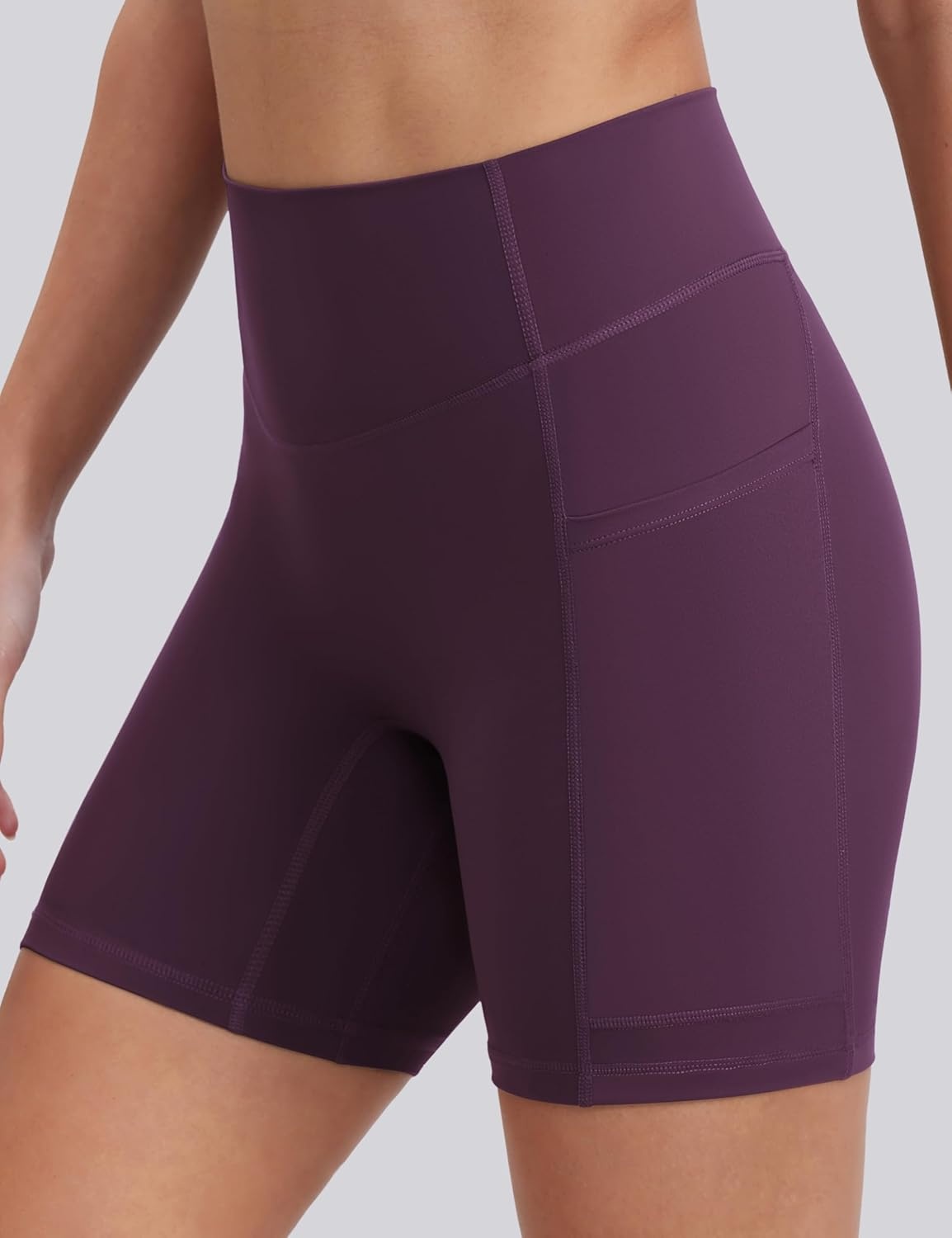 image:imageENERBLOOM Biker Shorts Women with Pockets 46810 Spandex Workout Shorts Lightweight for Summer Cycling Running Yoga GymRich Purple