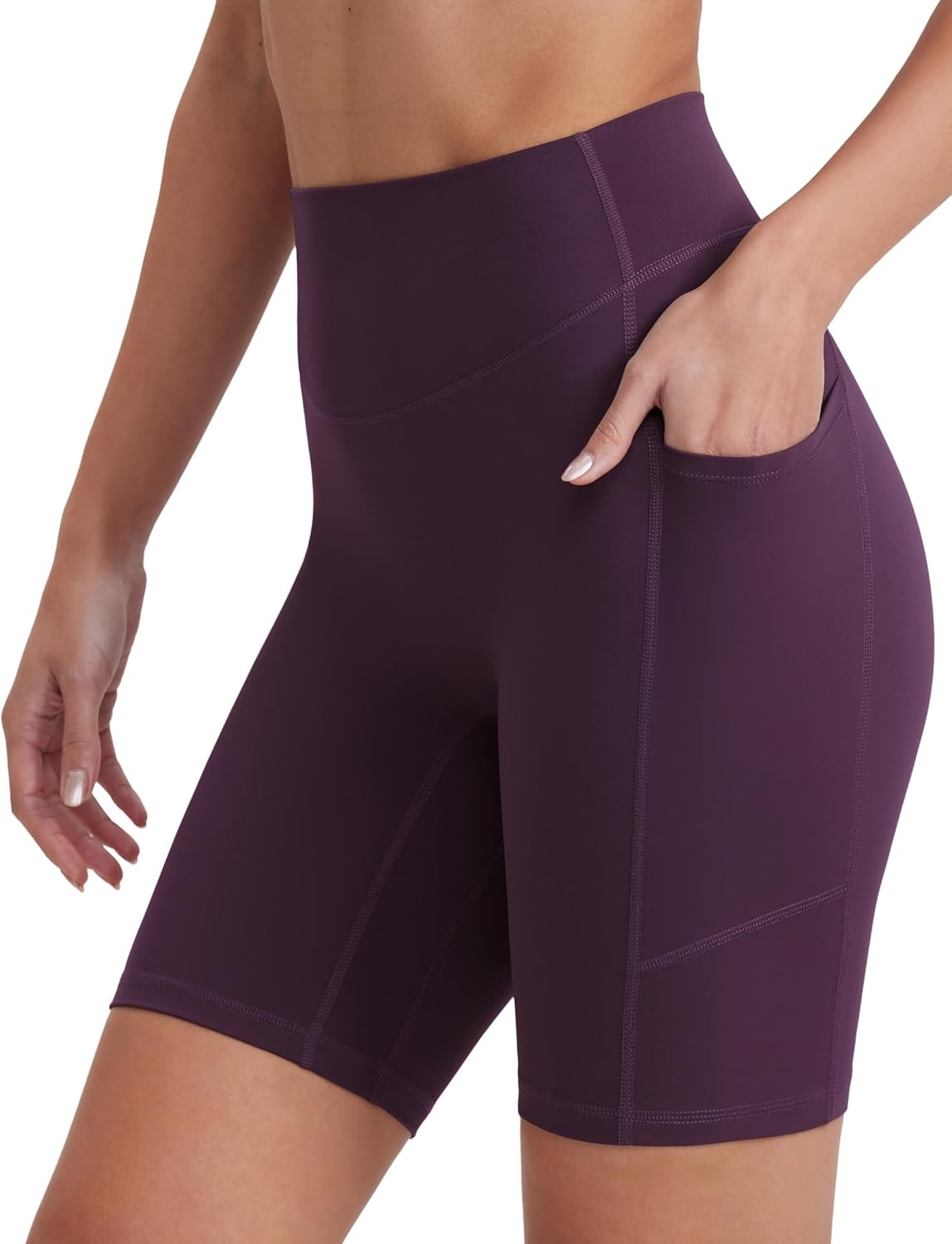 image:imageENERBLOOM Biker Shorts Women with Pockets 46810 Spandex Workout Shorts Lightweight for Summer Cycling Running Yoga GymRich Purple