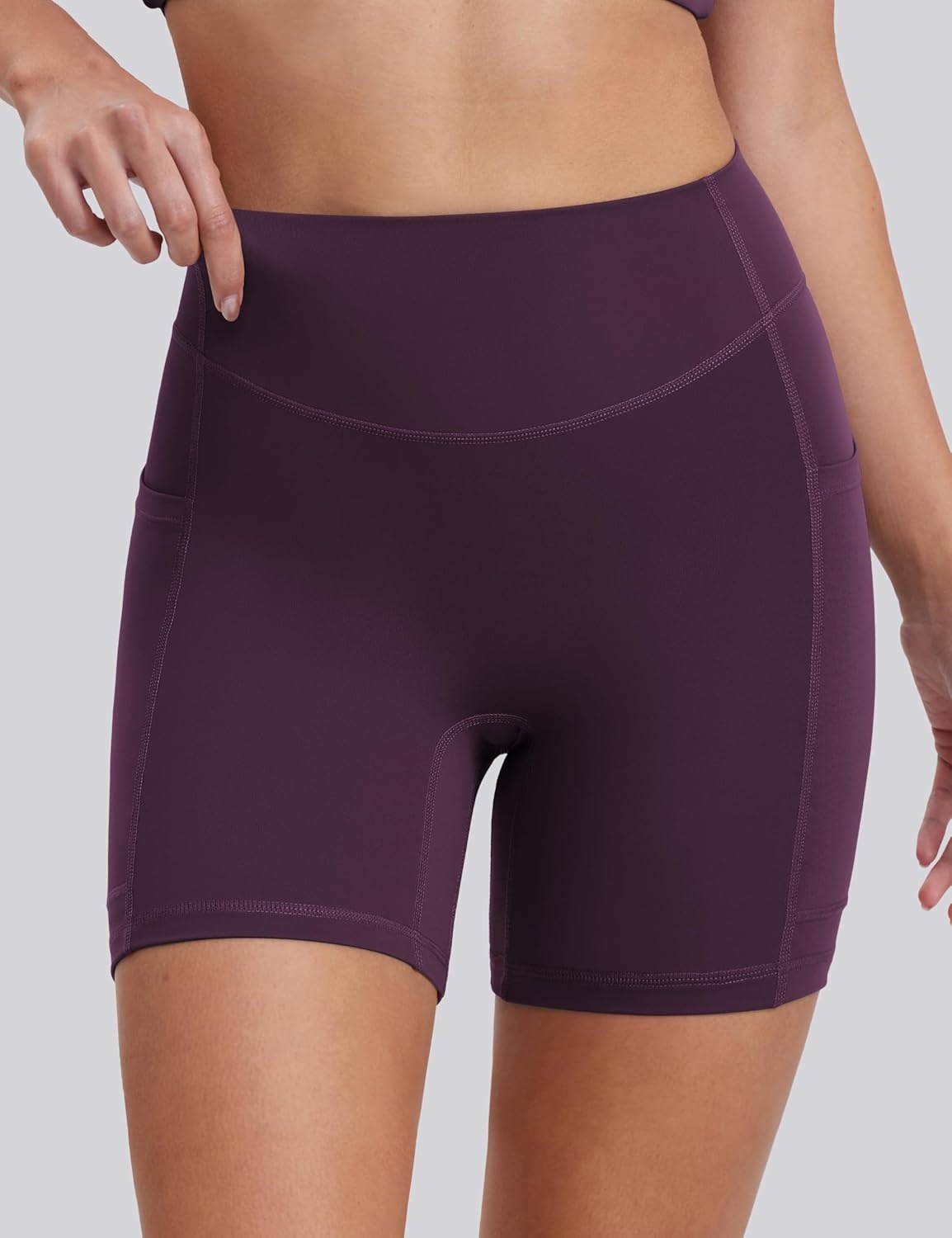image:imageENERBLOOM Biker Shorts Women with Pockets 46810 Spandex Workout Shorts Lightweight for Summer Cycling Running Yoga GymRich Purple