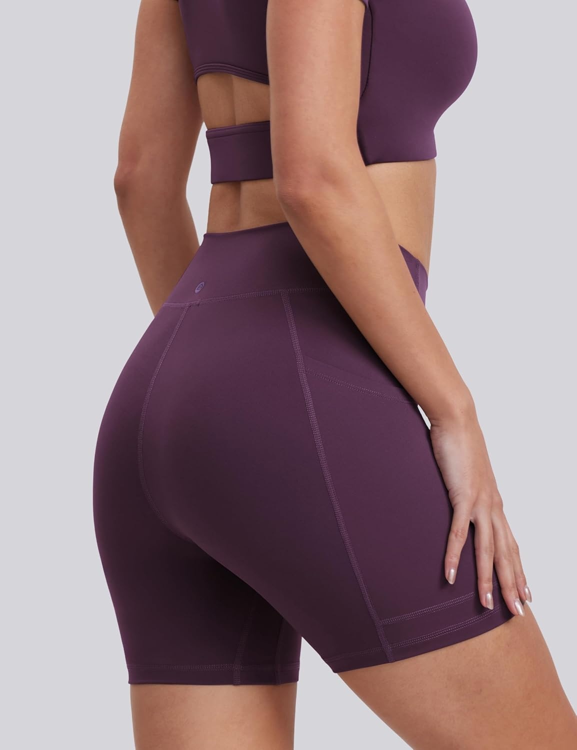 image:imageENERBLOOM Biker Shorts Women with Pockets 46810 Spandex Workout Shorts Lightweight for Summer Cycling Running Yoga GymRich Purple