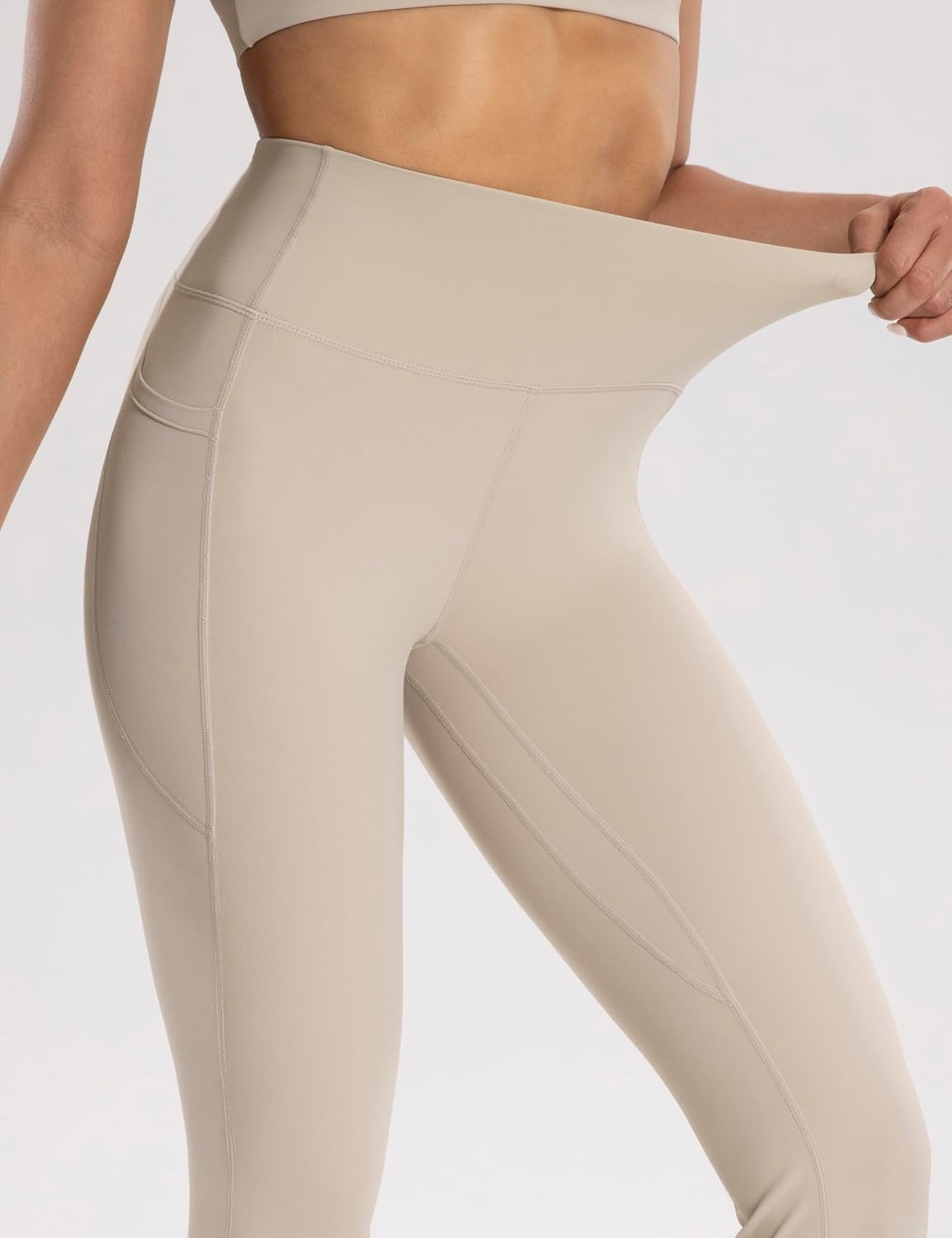 image:imageENERBLOOM Womens Workout Flare Yoga Pants with Pockets High Waisted Bootcut Leggings Tummy Control 30Khaki