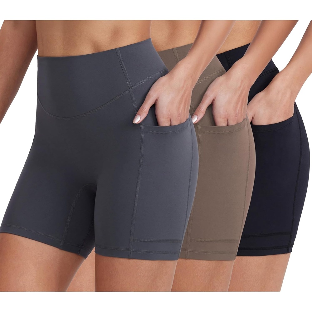 image:imageENERBLOOM Biker Shorts Women with Pockets 46810 Spandex Workout Shorts Lightweight for Summer Cycling Running Yoga GymBlackebonymustang