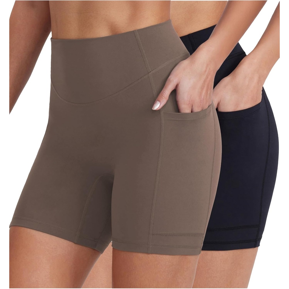 image:imageENERBLOOM Biker Shorts Women with Pockets 46810 Spandex Workout Shorts Lightweight for Summer Cycling Running Yoga GymBlackmustang
