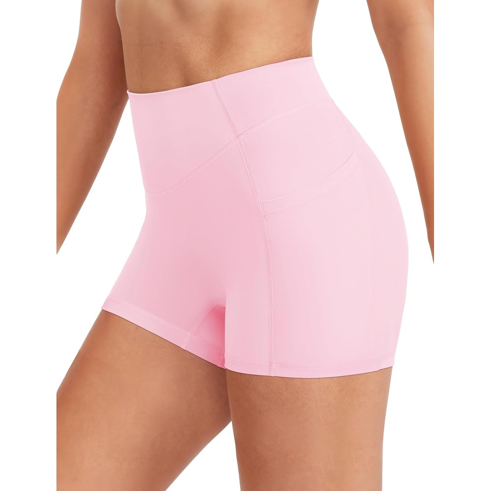 image:imageENERBLOOM Biker Shorts Women with Pockets 46810 Spandex Workout Shorts Lightweight for Summer Cycling Running Yoga GymLight Pink