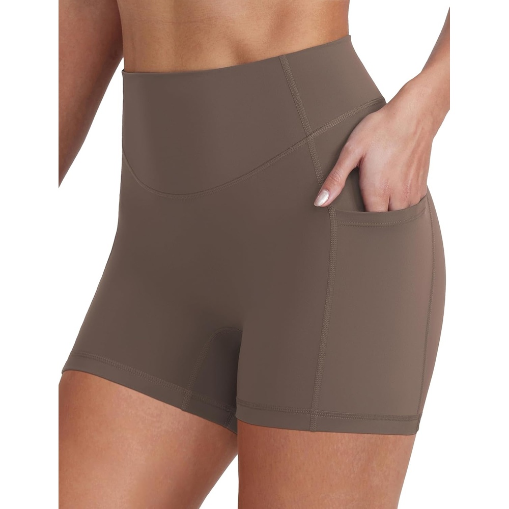 image:imageENERBLOOM Biker Shorts Women with Pockets 46810 Spandex Workout Shorts Lightweight for Summer Cycling Running Yoga GymMustang