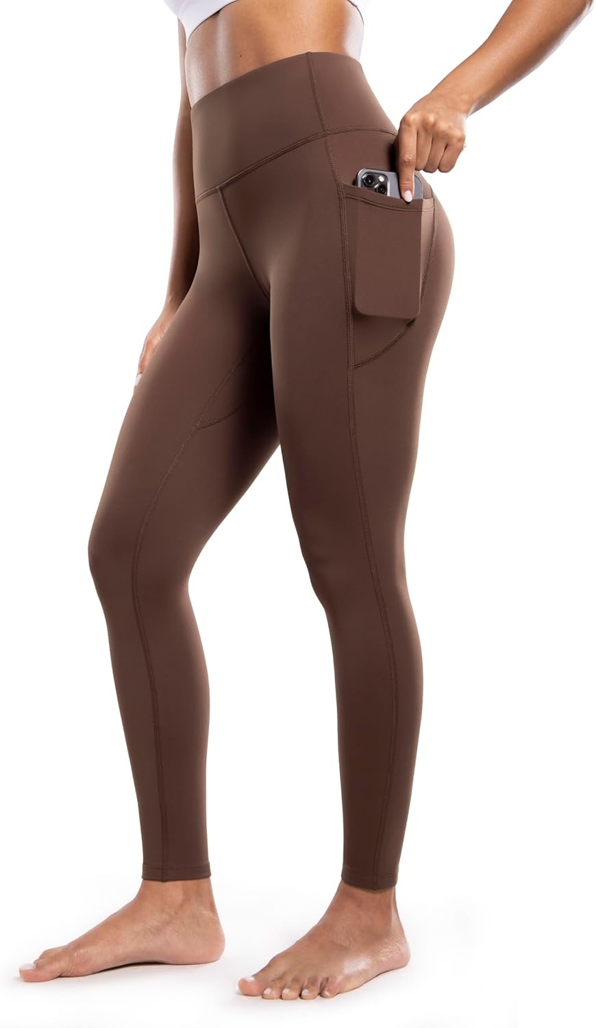 image:imageENERBLOOM Womens Fleece Lined Leggings with Pockets Thermal Winter Workout High Waist 28 Yoga Warm Pants Tight Full Length